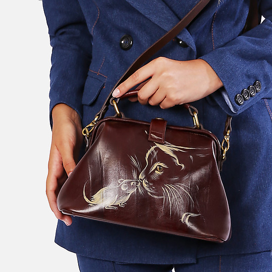 Кожаная сумка-саквояж с ручной росписью  Alexander TS