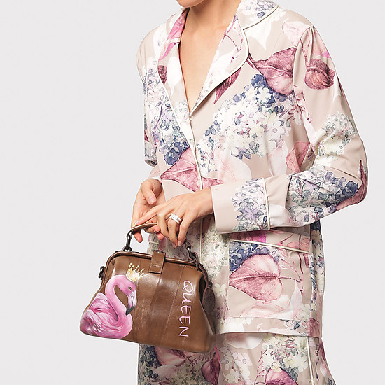 Кожаная сумочка с рисунком фламинго  Alexander TS