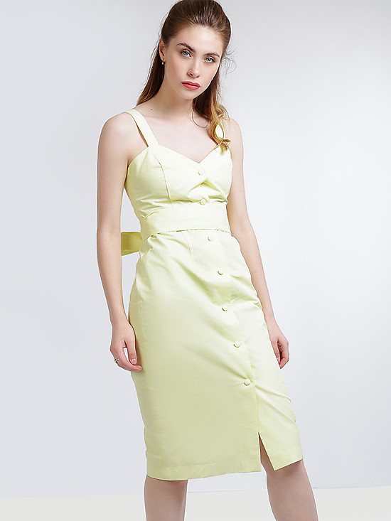 Платье-сарафан на лямках лимонного оттенка  Soeasy