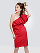 Красное укороченное платье с асимметричным верхом и воланами  Soeasy