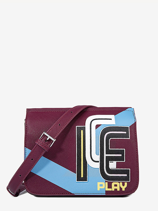 Фиолетовая сумочка кросс-боди из экокожи сафьяно с принтом  ICE PLAY
