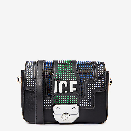 Черная сумочка кросс-боди из экокожи с разноцветным декором  ICE PLAY