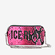 Ярко-розовая сумочка кросс-боди из экокожи с тиснением под питона и принтом  ICE PLAY