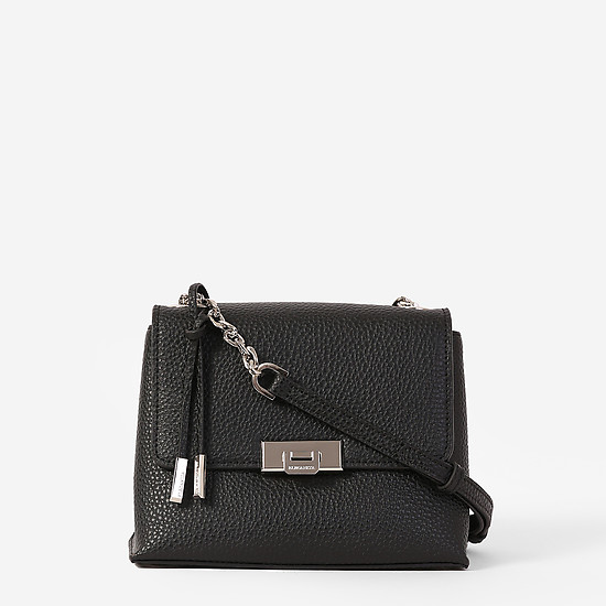 Небольшая сумочка кросс-боди из черной кожи с ремешком на цепочке  Eleganzza