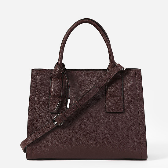 Коричнево-бордовая деловая сумка-тоут из плотной кожи  Eleganzza