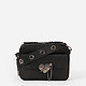 Небольшая сумка на плечо из черной кожи с декором в виде сердца и комплектом из двух ремней  Eleganzza