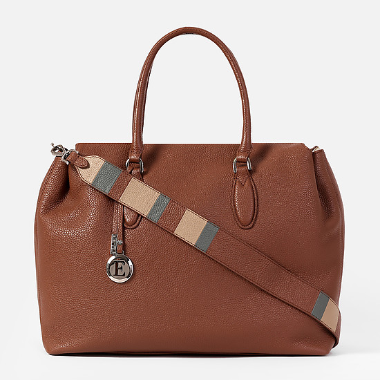 Мягкая кожаная сумка формата А4 в коричневом оттенке  Eleganzza