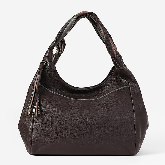 Мягкая сумка-хобо из натуральной кожи в темно-сливовом оттенке  Eleganzza