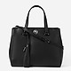 Деловая сумка черного цвета в комбинации мелкозернистой и гладкой кожи  Eleganzza