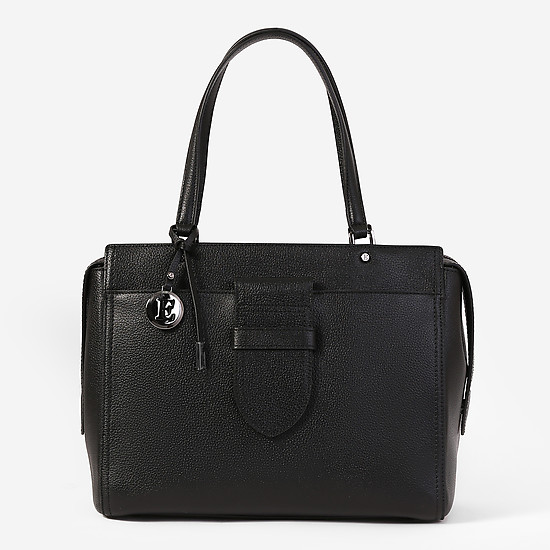 Базовая деловая сумка формата А4 из натуральной кожи черного цвета  Eleganzza