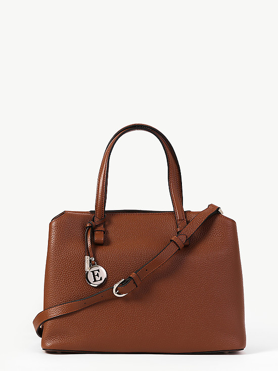 Классическая сумка-тоут из натуральной кожи коньячного оттенка  Eleganzza
