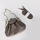 Кожаная пыльно-серая сумка-ридикюль небольшого размера  Alessandro Beato