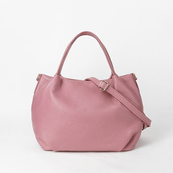 Мягкая пудрово-розовая сумка-тоут из натуральной кожи  Folle