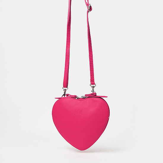 Маленькая сумочка в форме сердца из натуральной кожи цвета фуксии  Folle