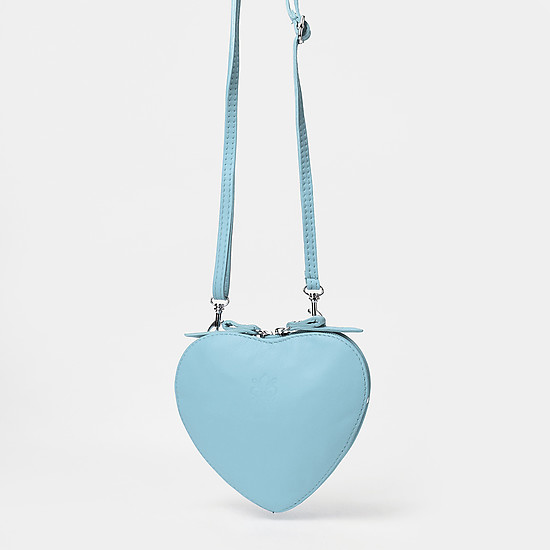 Маленькая сумочка в форме сердца из натуральной кожи голубого цвета  Folle