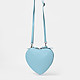 Маленькая сумочка в форме сердца из натуральной кожи голубого цвета  Folle