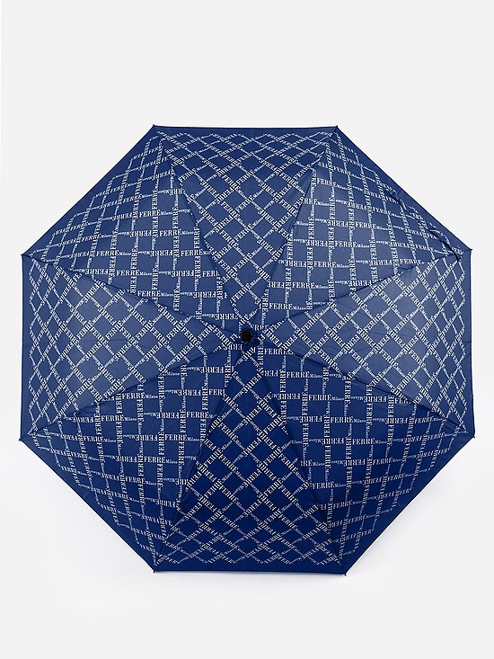 Синий зонт автомат с брендовым принтом  Gianfranco Ferre