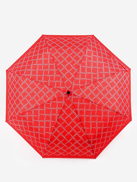 Красный зонт автомат с брендовым принтом  Gianfranco Ferre
