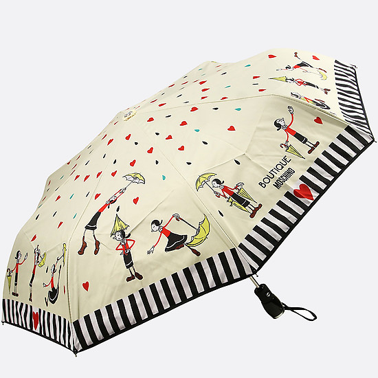 Светлый складной зонт с принтом Оливии и сердцами  Moschino